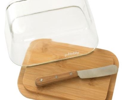 Pebbly - Glass Butter Dish & Spreader - 2pc Set Online Sale