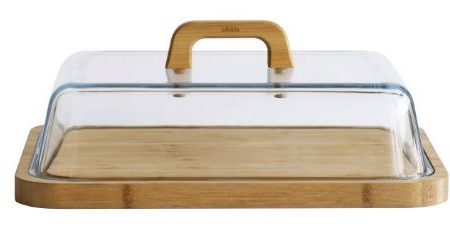 Pebbly - Store & Serve Glass Cheese Box With Bamboo Platter Online Hot Sale