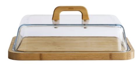 Pebbly - Store & Serve Glass Cheese Box With Bamboo Platter Online Hot Sale