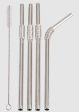 turtleneck  Stainless Steel Flexible Straws Set Of 4 With Brush Fashion